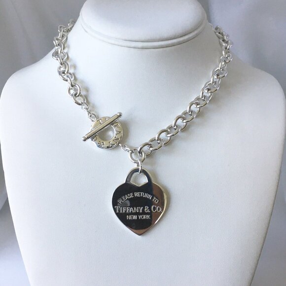 18" RARE Return to Tiffany & Co Extra Large Jumbo Heart Tag Toggle Necklace - Picture 2 of 6
